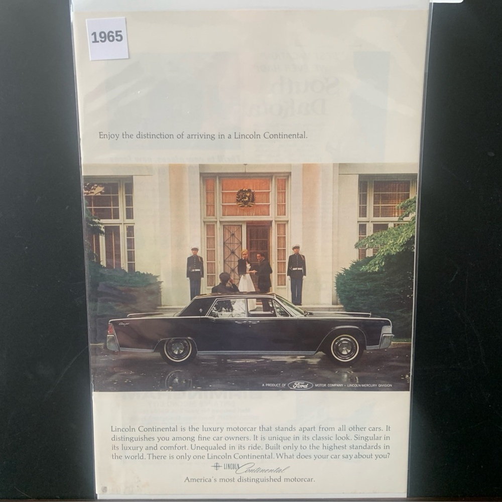 Vintage 1965 Lincoln Continental Enjoy The Distinction of Ad Advertisement